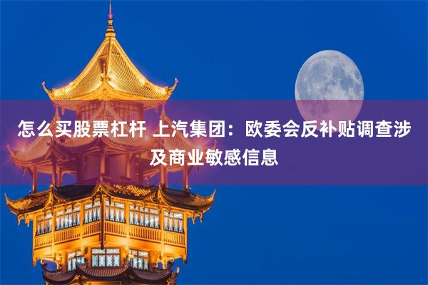 怎么买股票杠杆 上汽集团：欧委会反补贴调查涉及商业敏感信息