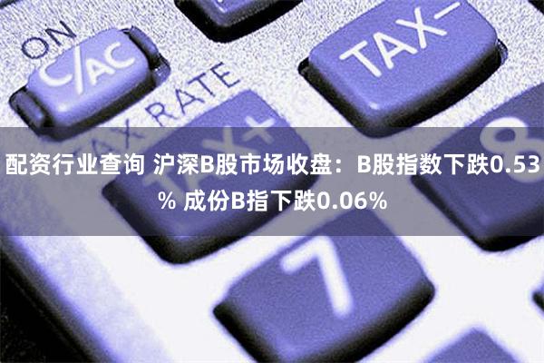 配资行业查询 沪深B股市场收盘：B股指数下跌0.53% 成份B指下跌0.06%