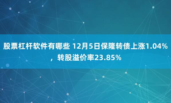 股票杠杆软件有哪些 12月5日保隆转债上涨1.04%，转股溢价率23.85%