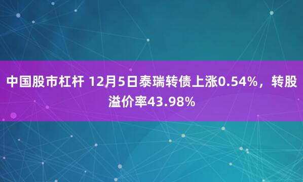 中国股市杠杆 12月5日泰瑞转债上涨0.54%，转股溢价率43.98%