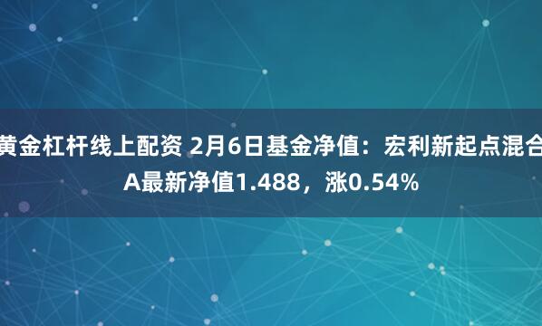 黄金杠杆线上配资 2月6日基金净值：宏利新起点混合A最新净值1.488，涨0.54%